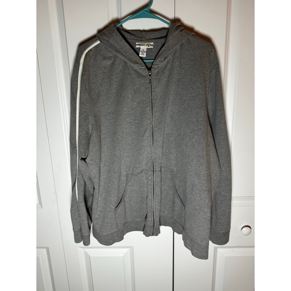 Style & Co. Sport Gray 3X Full-Zip Hoodie with White Stripes